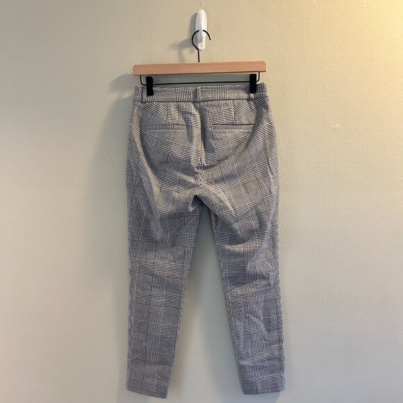 Banana Republic Sloan Plaid Pants Womens Size 0 Grey Skinny Work Slacks Pockets - Picture 3 of 9